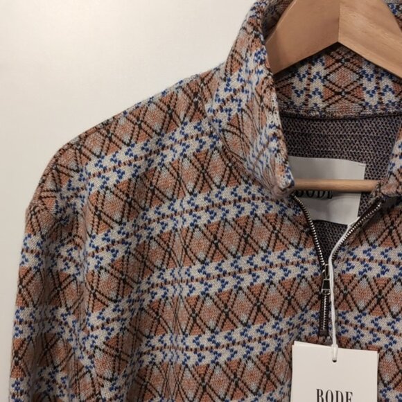 Bode NWT Diamond Stripe Pullover Sweater Merino Wool Men's M/L - Picture 3 of 11